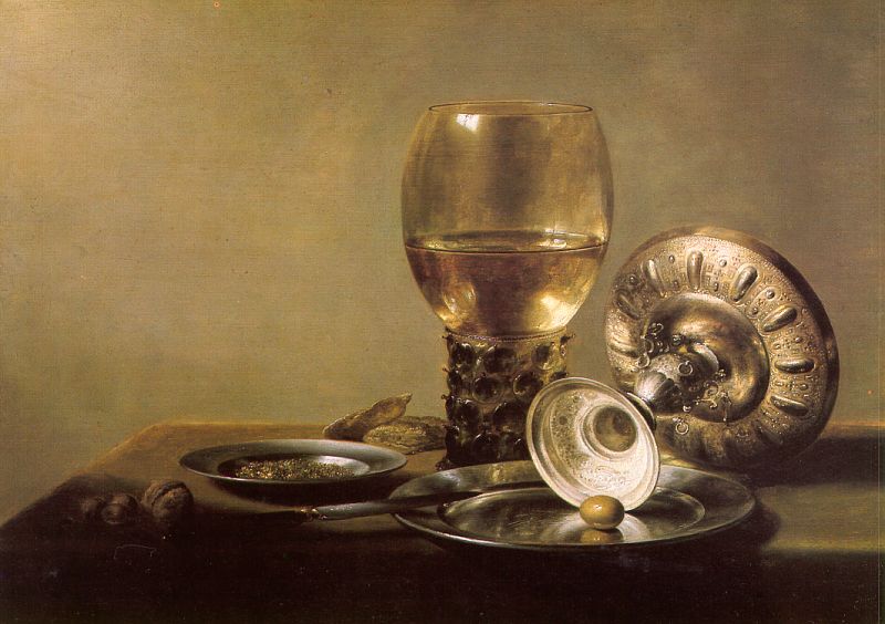 Pieter Claesz Still Life with Wine Glass and Silver Bowl